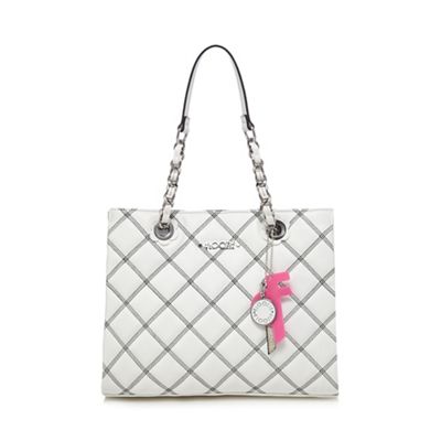 White quilted chain handle tote bag
